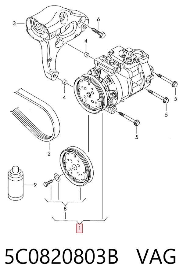 Sprężarka klimatyzacji 5C0820803B VAG