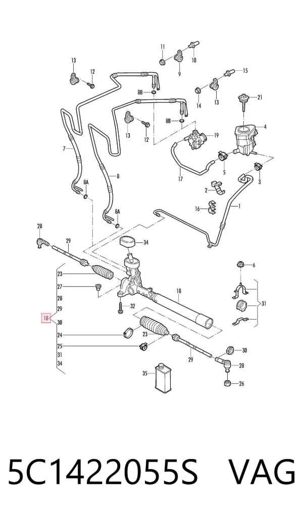 Listwa kierownicza (maglownica) 5C1422055S VAG