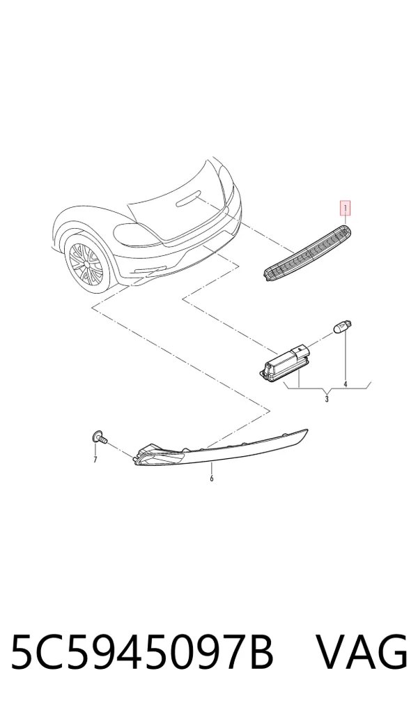 Lampa stop tylna dodatkowa 5C5945097B VAG