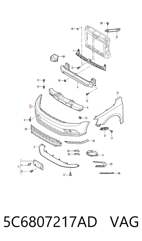Zderzak przedni 5C6807217AD VAG