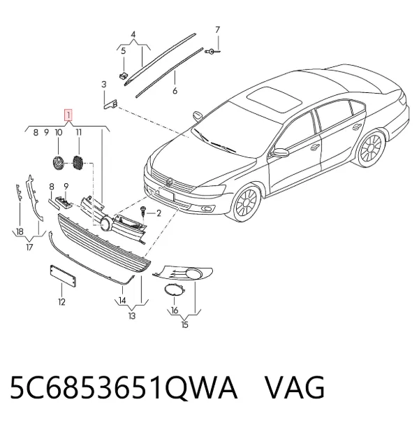 Atrapa chłodnicy 5C6853651QWA VAG