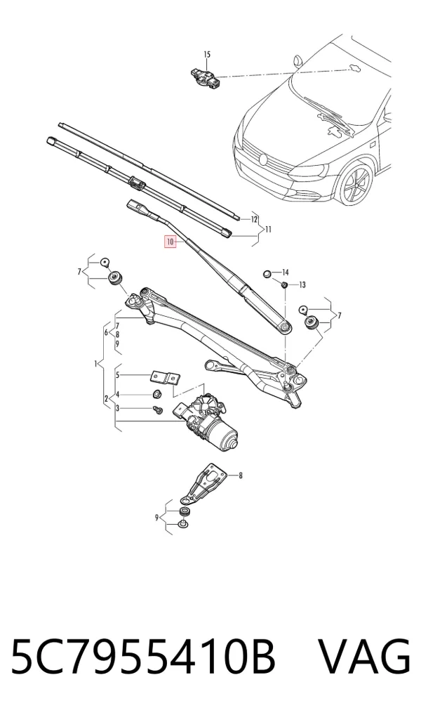 Ramię wycieraczki szyby przedniej Volkswagen Jetta VI