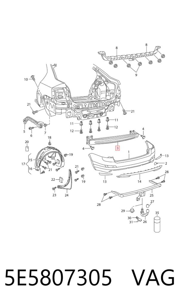 Wzmocnienie zderzaka tylnego Skoda Octavia III A7