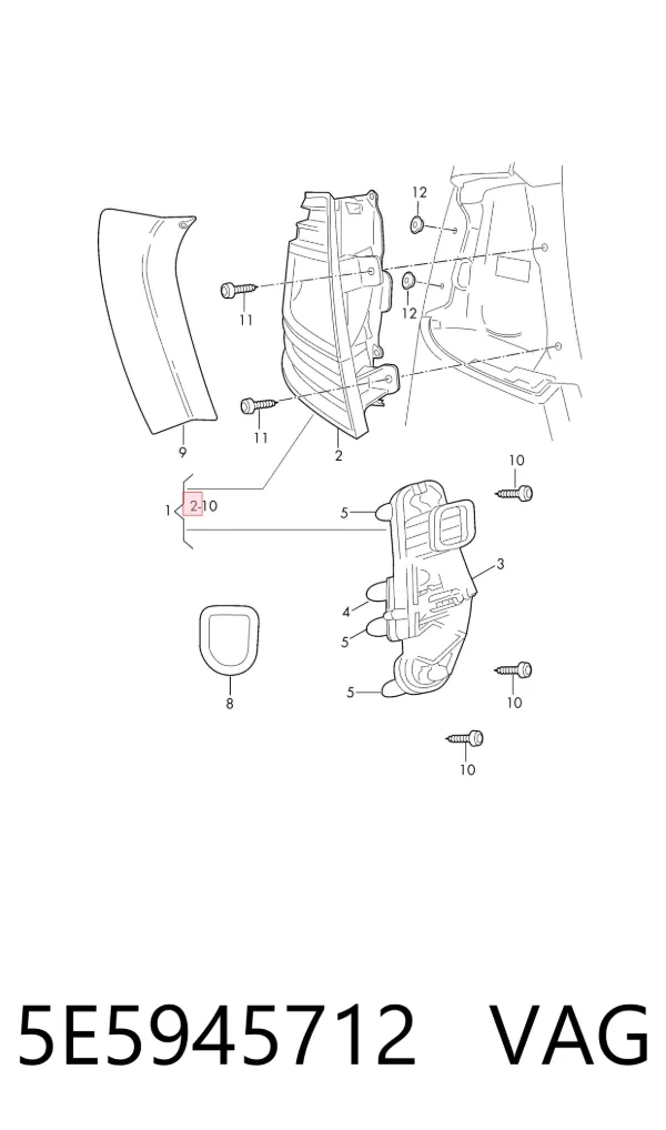 Lampa zespolona tylna prawa 5E5945712 VAG
