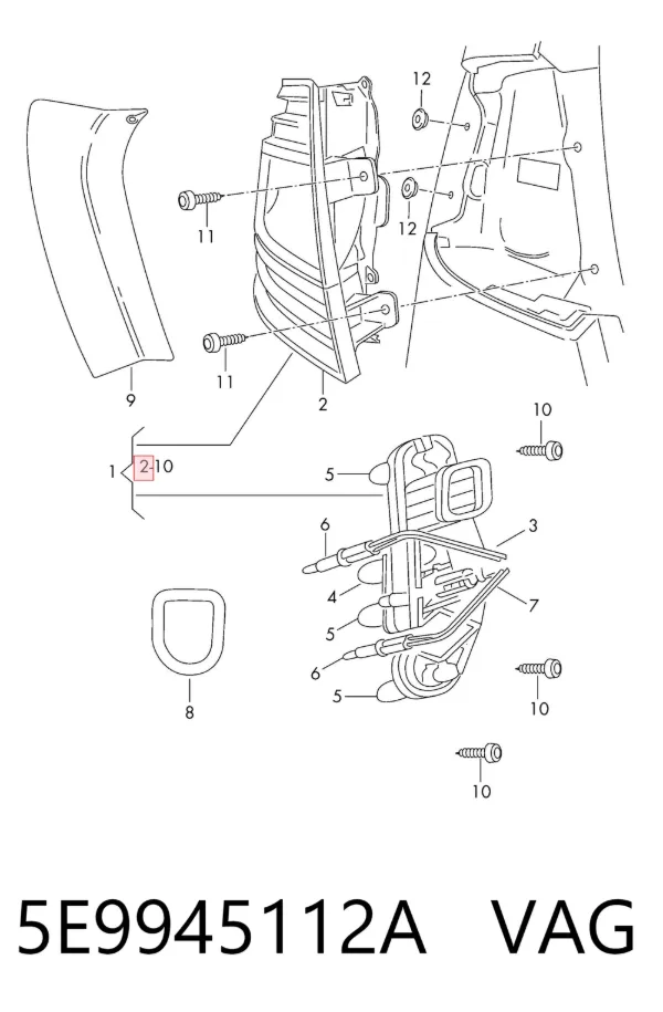 Lampa zespolona tylna prawa 5E9945112A VAG