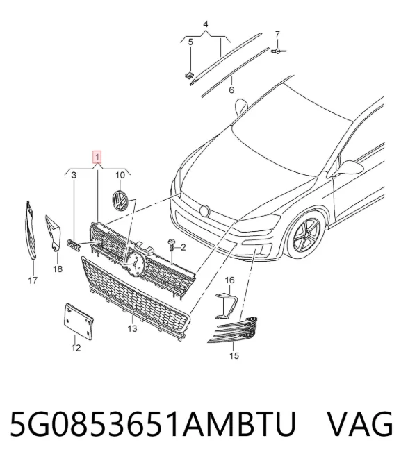 Atrapa chłodnicy 5G0853651AMBTU VAG