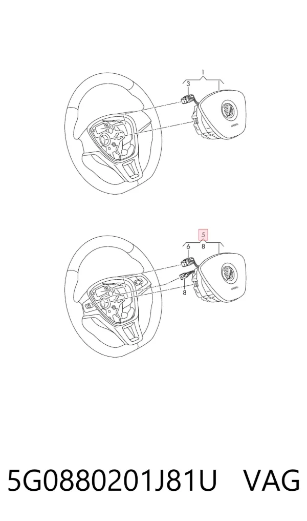 Poduszka powietrzna (Airbag) kierowcy 5G0880201J81U VAG