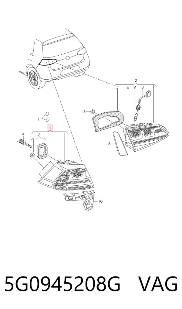 Lampa zespolona tylna prawa zewnętrzna 5G0945208G VAG