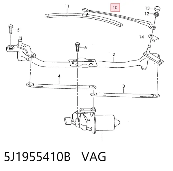 Ramię wycieraczki szyby przedniej 5J1955410B VAG