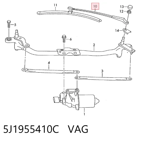 Ramię wycieraczki szyby przedniej 5J1955410C VAG