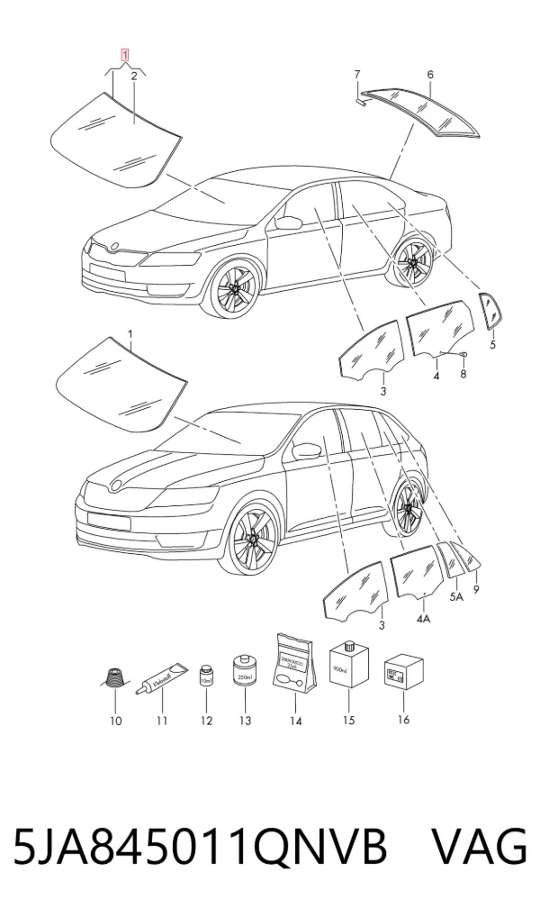 Szyba przednia Skoda Rapid NH3, NK3, NK6