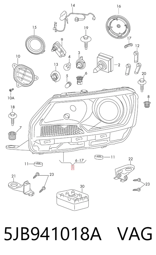 Reflektor prawy 5JB941018A VAG