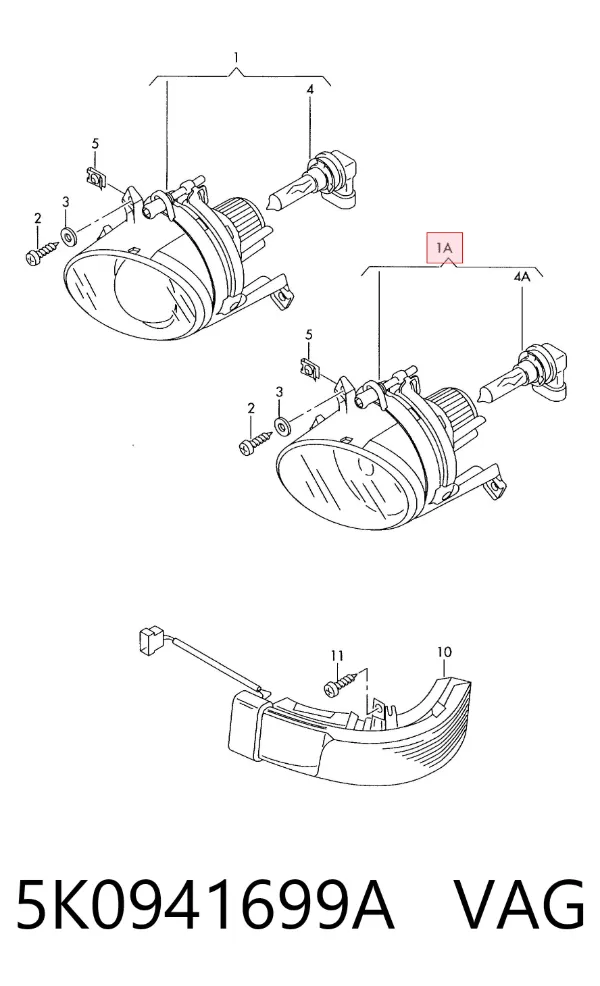Lampa przeciwmgielna lewa 5K0941699A VAG