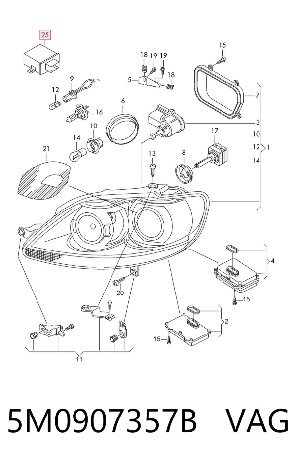 Sterownik oświetleniem adaptacyjnym 5M0907357B VAG