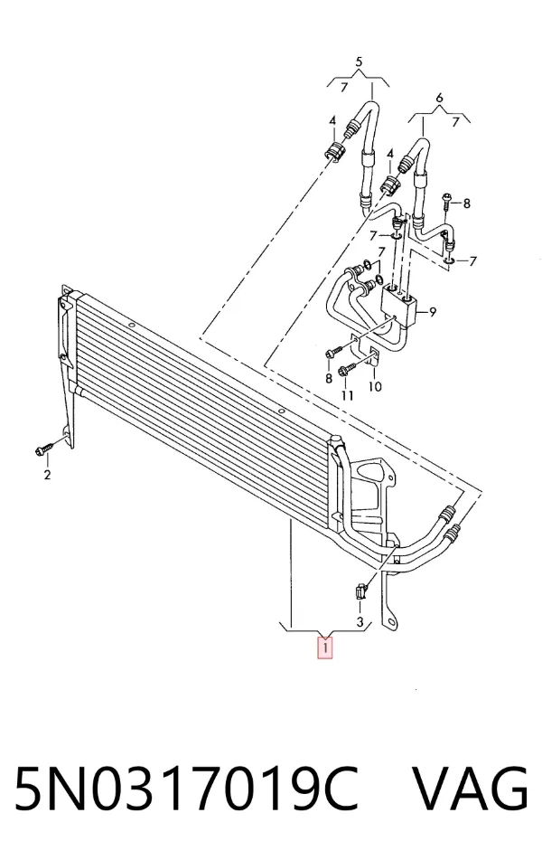 Chłodnica automatycznej/mechanicznej skrzyni biegów 5N0317019C VAG