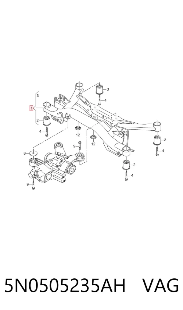Korpus osi tylnej 5N0505235AH VAG