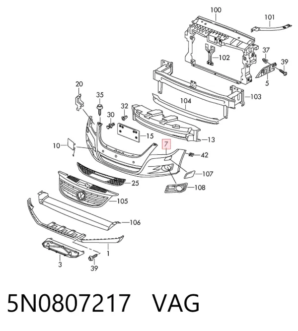 Zderzak przedni 5N0807217 VAG