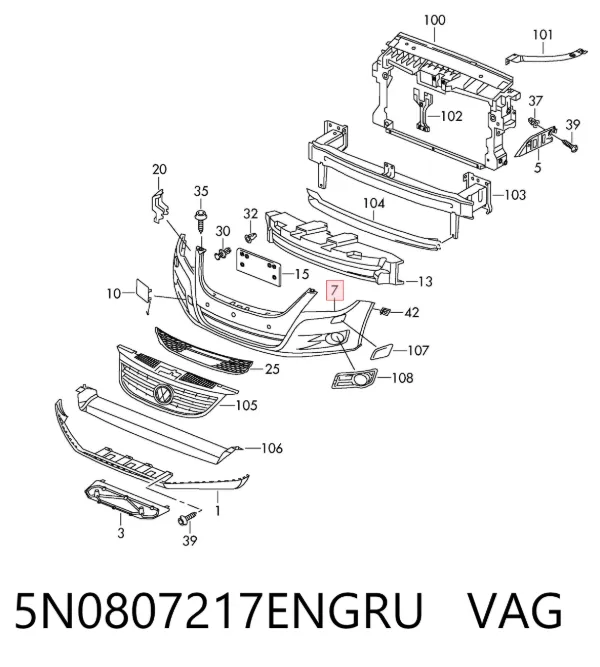 Zderzak przedni 5N0807217ENGRU VAG