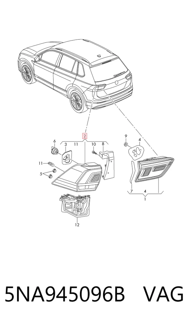 Lampa zespolona tylna prawa zewnętrzna 5NA945096B VAG