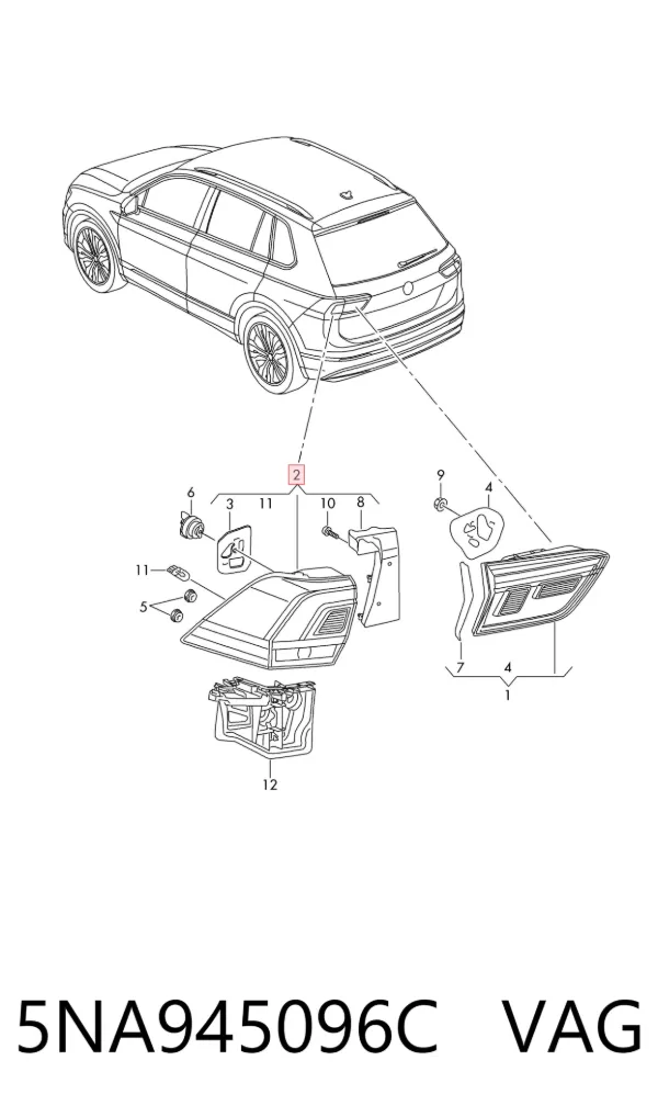 Lampa zespolona tylna prawa zewnętrzna 5NA945096C VAG