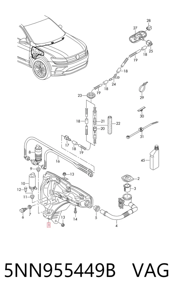 Zbiorniczek spryskiwacza szyb 5NN955449B VAG