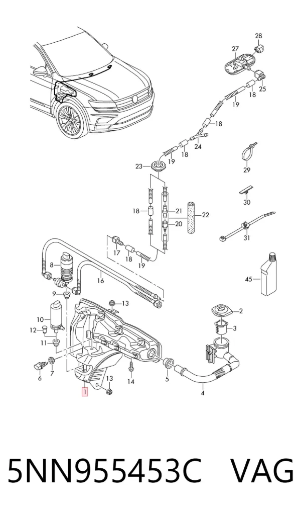 Zbiorniczek spryskiwacza szyb 5NN955453C VAG