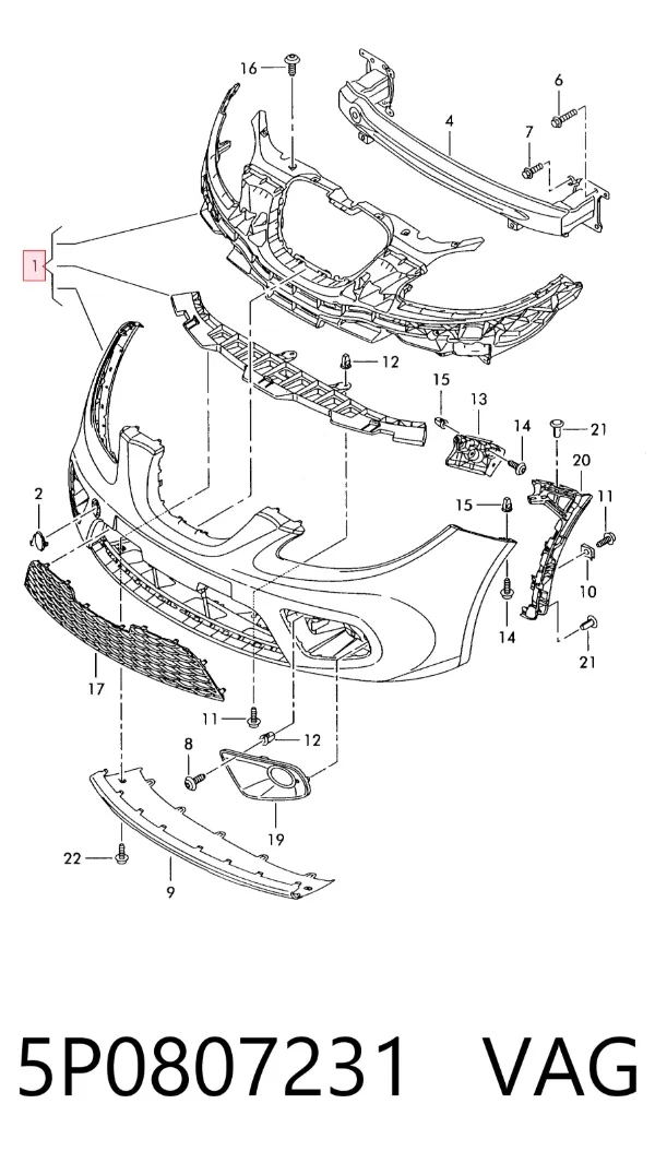 Zderzak przedni 5P0807231 VAG