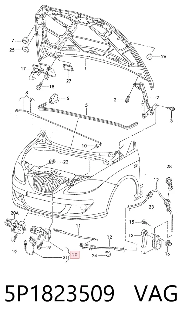 Zamek maski Seat Toledo III