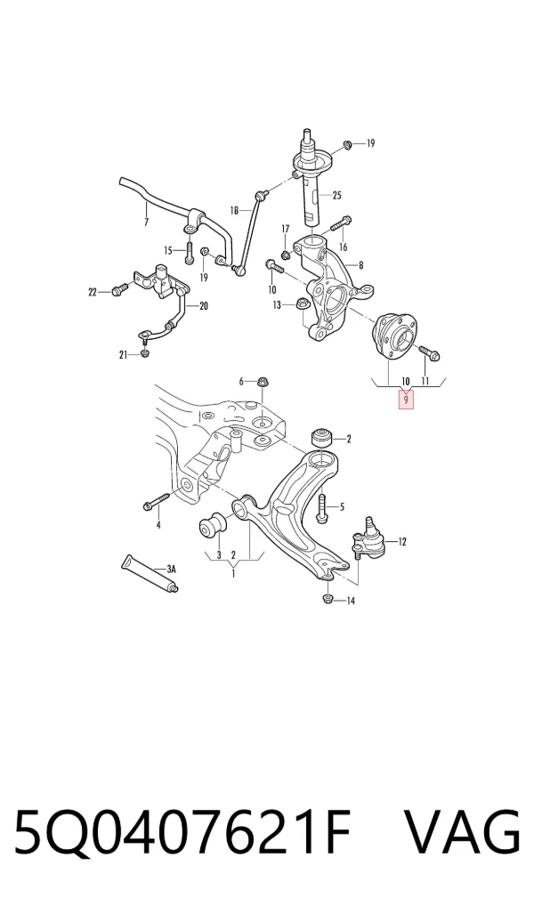 Piasta przednia 5Q0407621F VAG