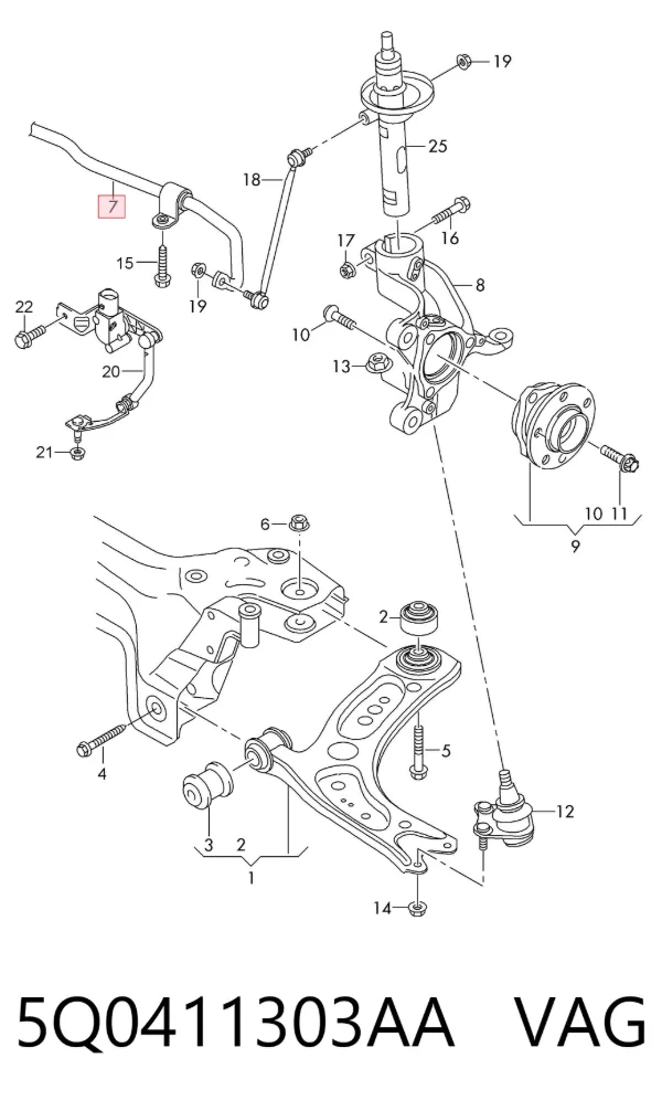 Stabilizator przedni 5Q0411303AA VAG