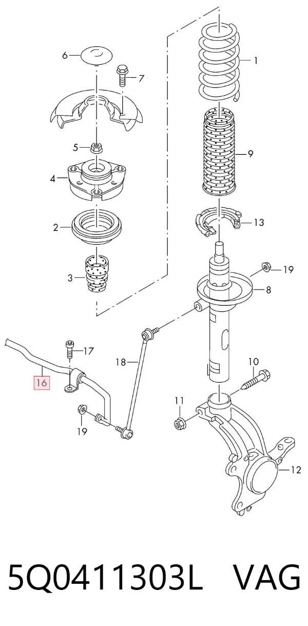 Stabilizator przedni 5Q0411303L VAG