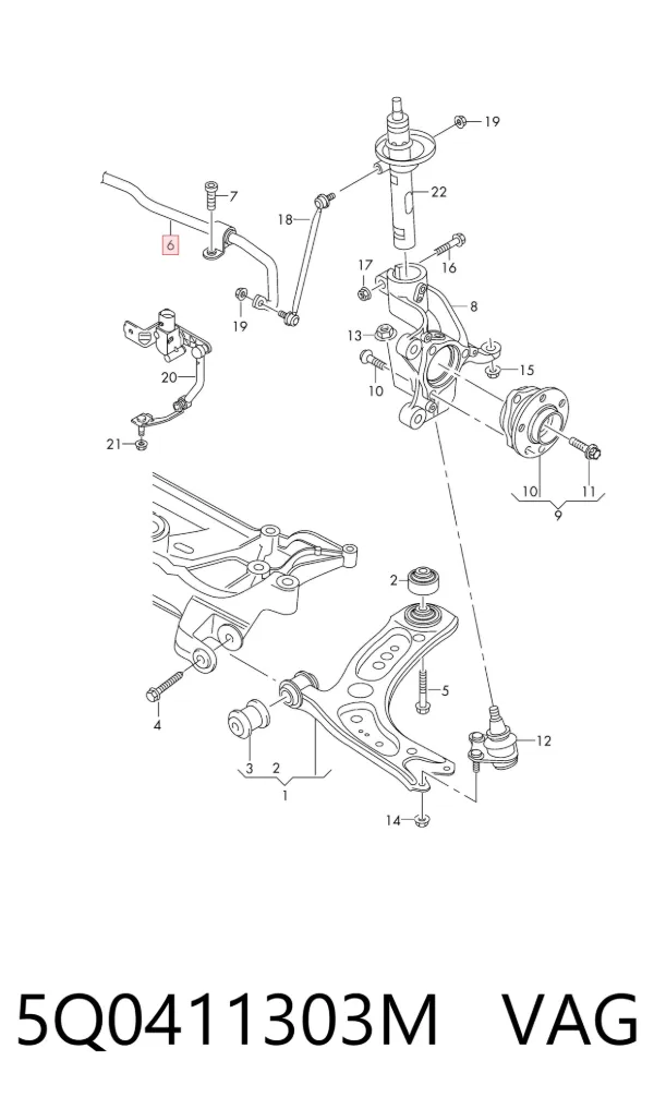 Stabilizator przedni 5Q0411303M VAG