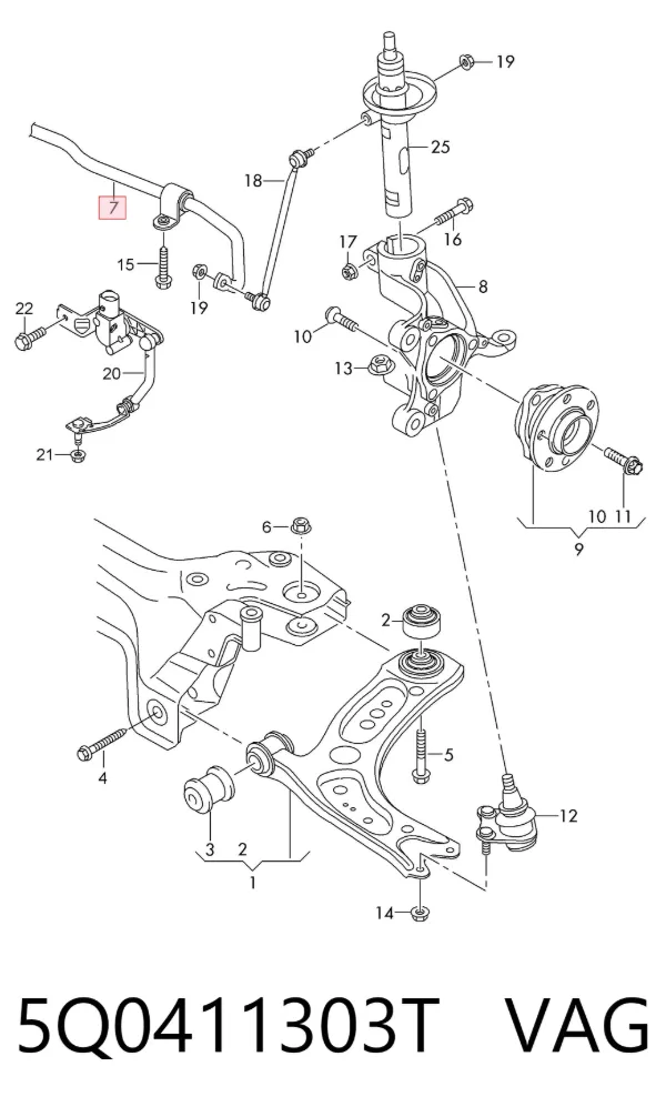 Stabilizator przedni 5Q0411303T VAG