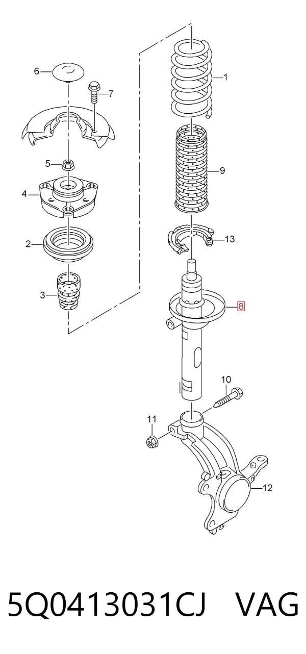 Amortyzator przedni 5Q0413031CJ VAG