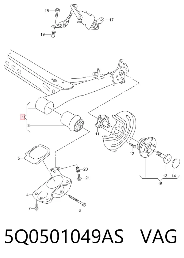 Korpus osi tylnej 5Q0501049AS VAG