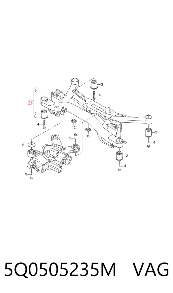 Korpus osi tylnej 5Q0505235M VAG