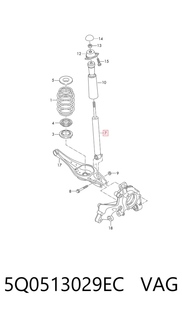 Amortyzator tylny 5Q0513029EC VAG
