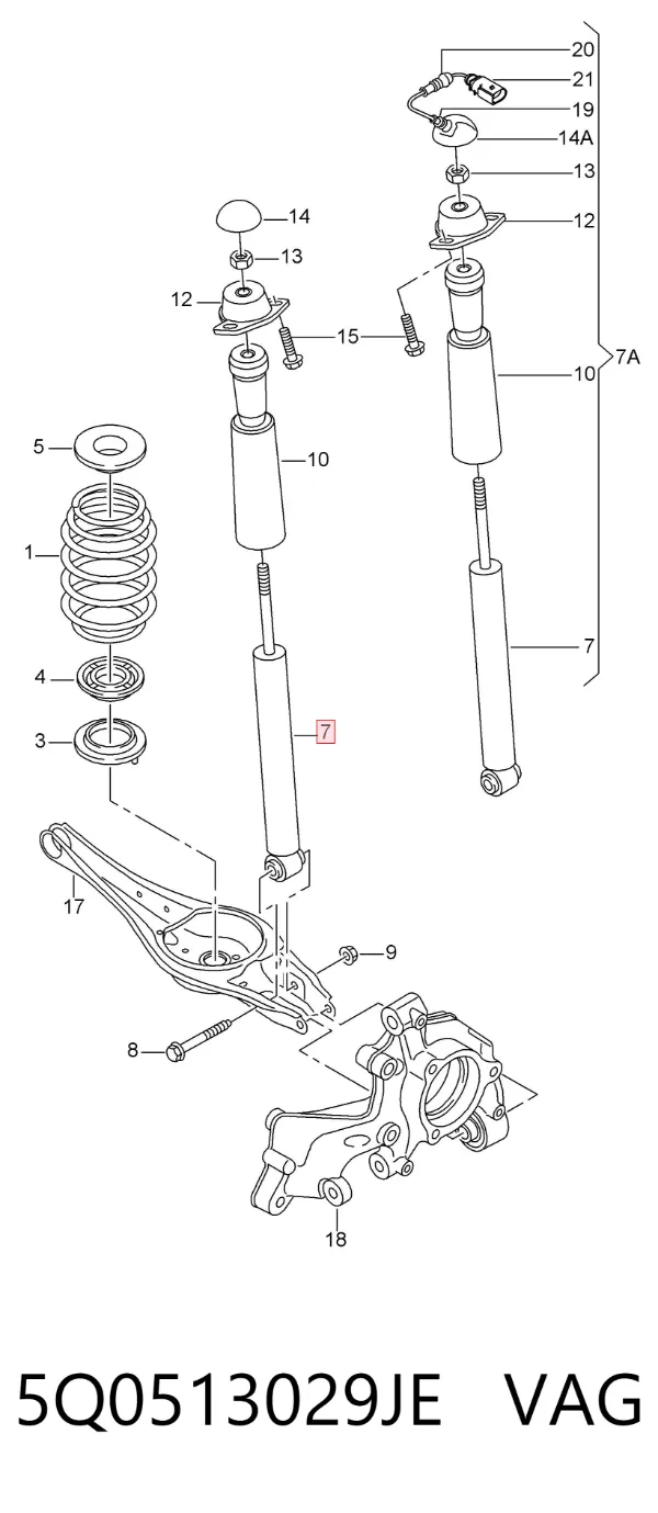 Amortyzator tylny 5Q0513029JE VAG
