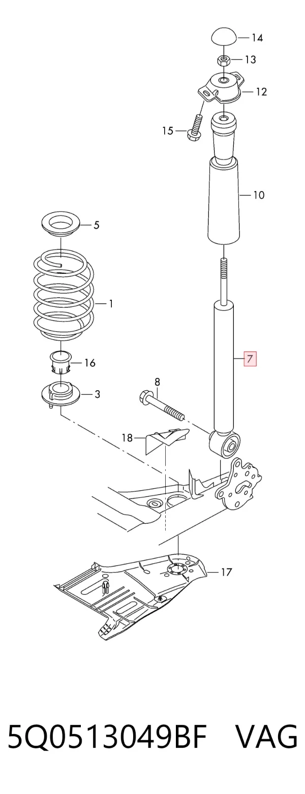Amortyzator tylny 5Q0513049BF VAG