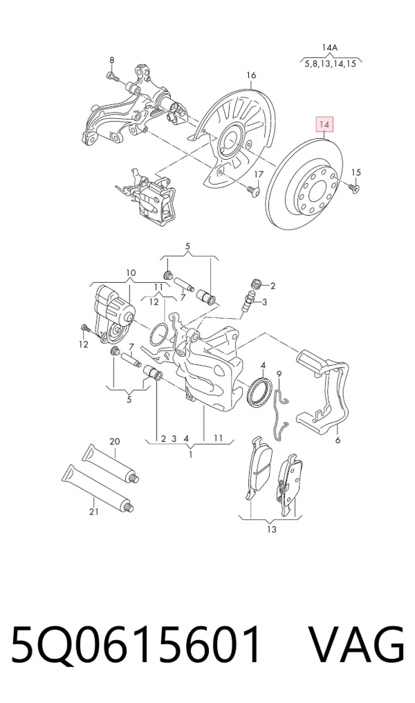 Tarcza hamulcowa tylna 5Q0615601 VAG