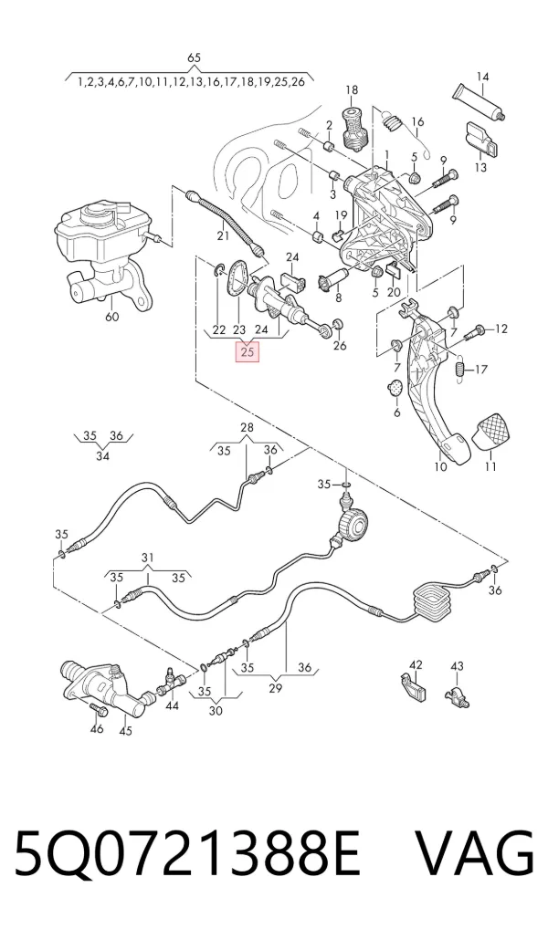 Cylinder sprzęgła główny 5Q0721388E VAG