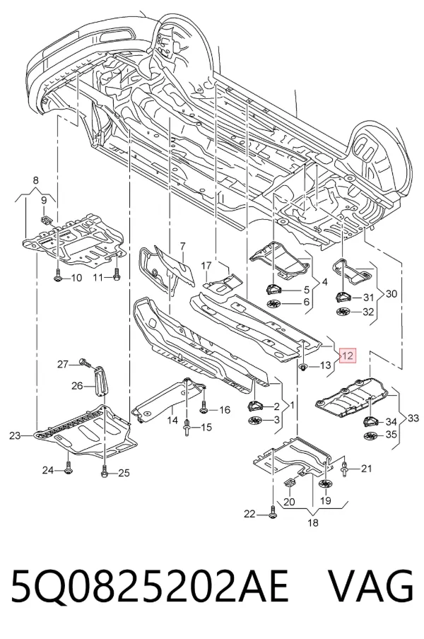 Osłona podwozia prawa 5Q0825202AE VAG