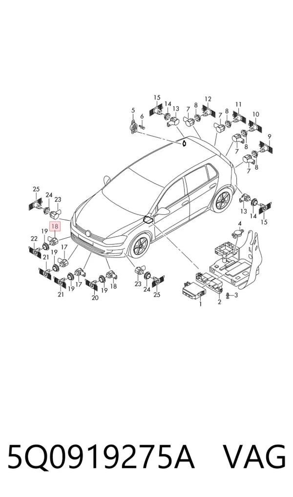 Czujnik parkowania przedni 5Q0919275A VAG