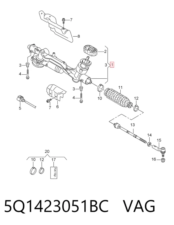 Listwa kierownicza (maglownica) 5Q1423051BC VAG