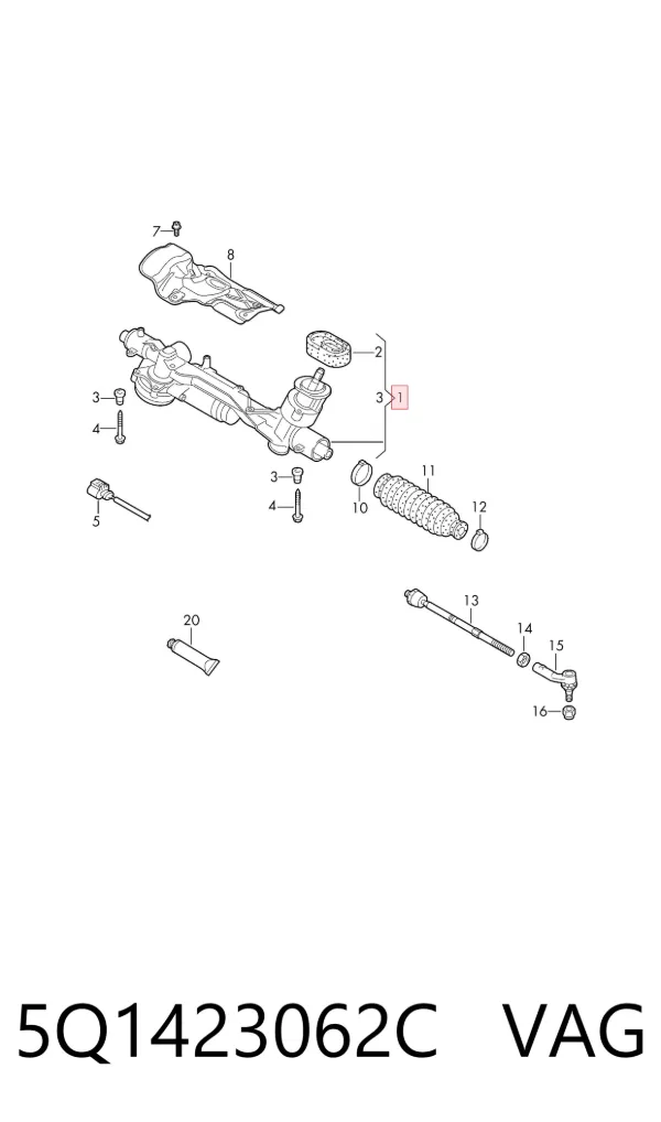 Listwa kierownicza (maglownica) 5Q1423062C VAG