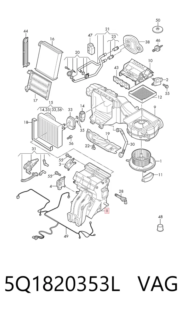 Obudowa nagrzewnicy w komplecie 5Q1820353L VAG