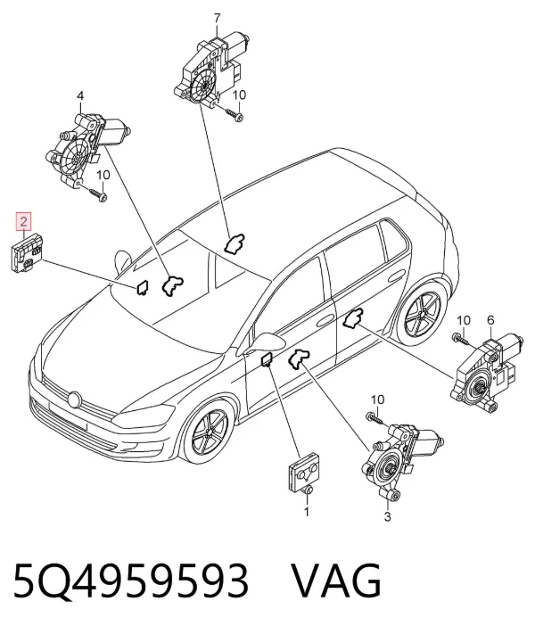 Blok komfortu przednich drzwi 5Q4959593 VAG