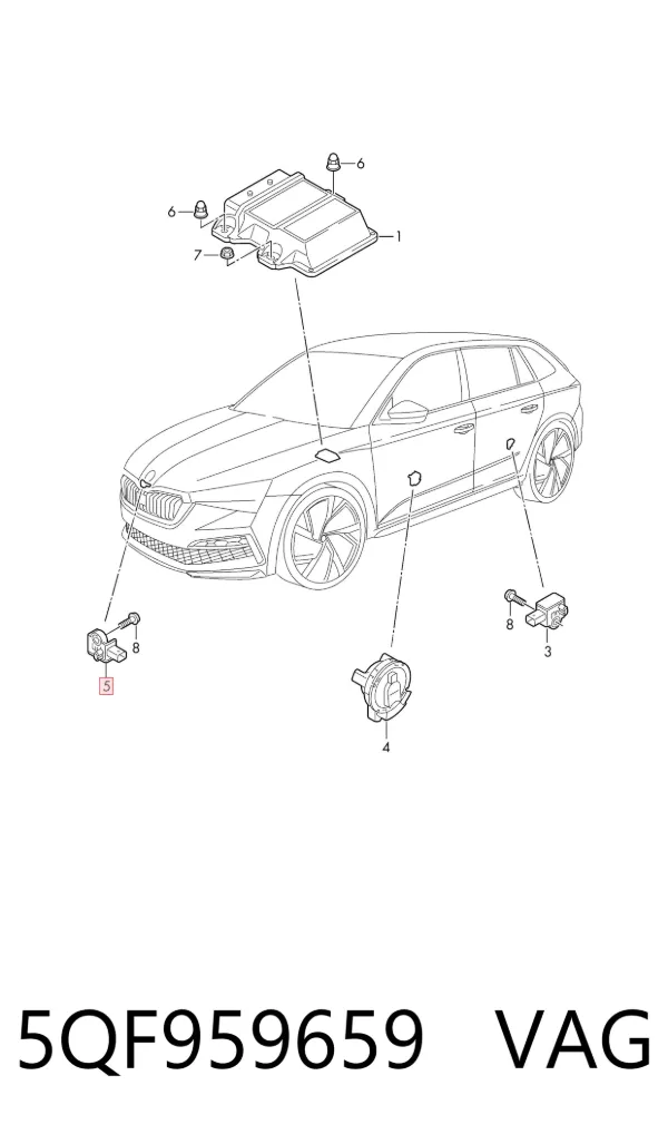Czujnik AIRBAG przedni 5QF959659 VAG