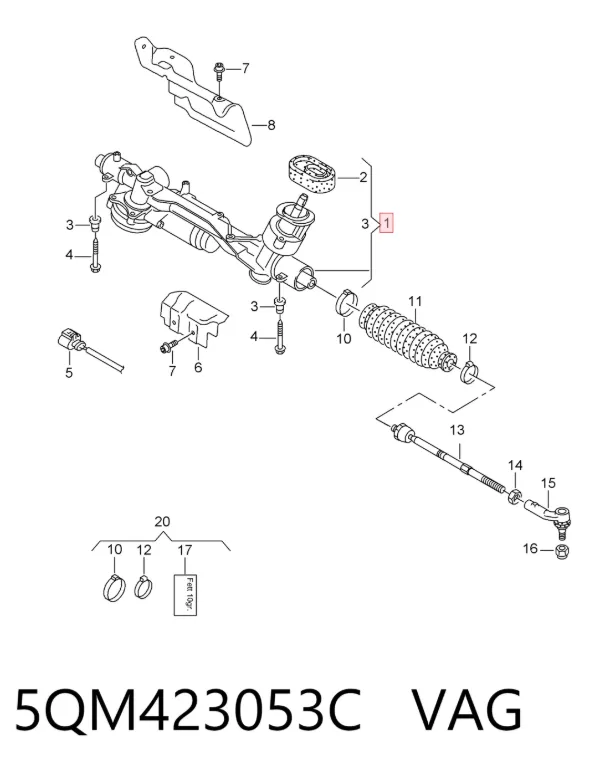 Listwa kierownicza (maglownica) 5QM423053C VAG