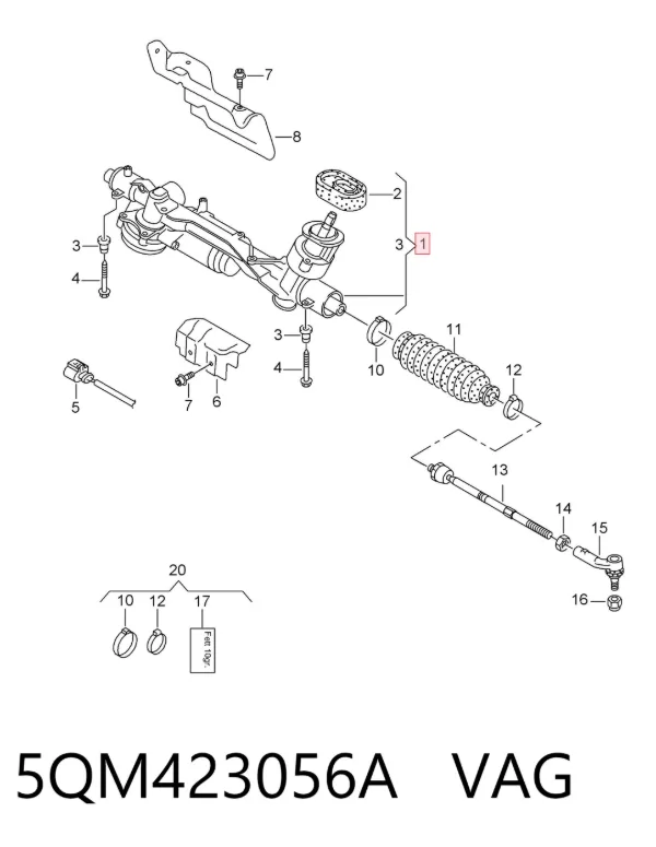 Listwa kierownicza (maglownica) 5QM423056A VAG